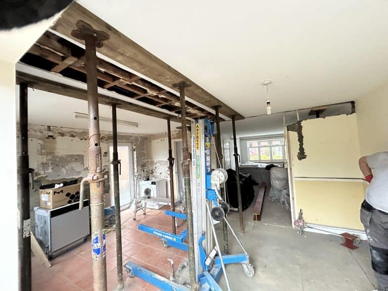 RSJ steel beam installation during structural alterations in Reading Berkshire